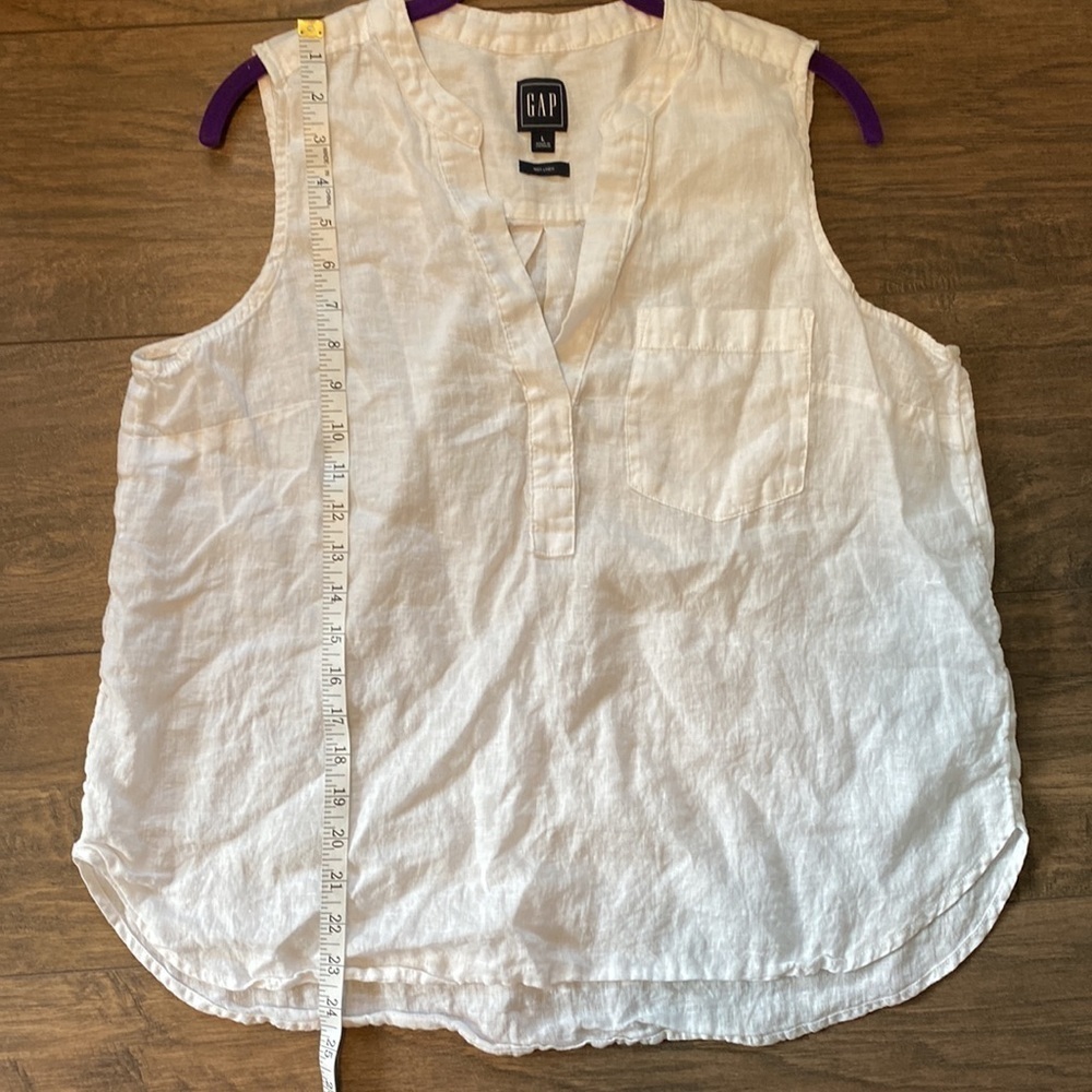 Gap 100% Linen White Notch Neck Tunic EUC - Picture 11 of 12